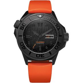 UNDONE Aquadeep Signal Orange Rubber Band 43 mm Automatic Dive Watch 500M Water Resistance Wristwatch Diver for Men