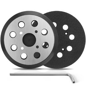 4 قطع من وسادة الصنفرة المعدنية البديلة مقاس 5 بوصات و8 فتحات متوافقة مع Milwaukee 6021-21 6034-21 2648-20 2648-21 قطعة استبدال حلقة وخطاف الصنفرة المدارية رقم 51-36-7100 (4 وسادات سنفرة ذات فتحات لولبية)