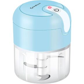 EASYSPEED Electric Garlic Chopper, 250ML Mini Electric Veggie Chopper with 304 Stainless Steel Blades, USB Charging Wireless Portable Food Processor Blender for Onion, Garlic, Ginger, Chili, Fruit