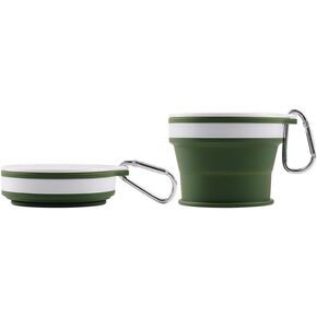 Collapsible silicone camping water cup, green, capacity 170ml