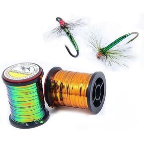 Pack of 1 Green Peacock Flat Tinsel 35 Yards Fly Tying Floss Thread Silky Yarns Fly Fishing Tying Line Fly Fishing Tying Materials Accessories