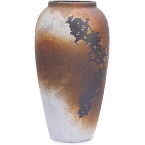 Rustic Terracotta Vase for Home Decor, Farmhouse Decor Vintage Ceramic Pottery Vases, Rustic Decorative Centerpiece for Entrance, Living Room, Table, Shelf, Office, Mantel, Fireplace Decor