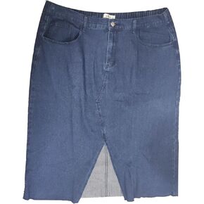 Agnes Orinda Women's Plus Size Casual Jean Skirt High Waisted Front Slit Stretch Long Maxi Denim Skirts