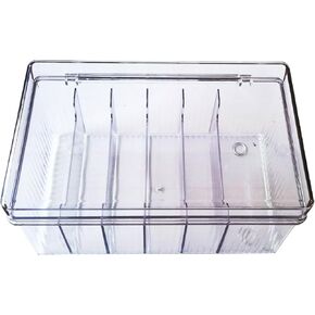 Clear Acrylic Desktop Organizer Box with Lid, Charger Cables, Jewelry, Various Cards Storage Box,Transparent, (L)8.3 x (W)4.8 x (H)3.5 inches, With Cuttable Magic Lashing Straps(about 60inches).