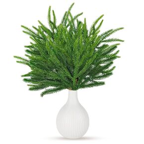 12PCS Christmas Norfolk Pine Branches,18 Inch Norfolk Pine Stems Artificial Christmas Branches for DIY Garland Wreath and Home Garden Decoration