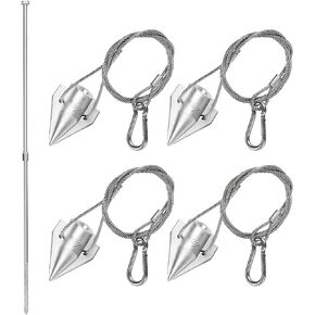 Earth Anchors 31" Set of 4 with Installation Rod - Ground Anchors Heavy Duty for High Winds - Swing Set Anchors - Mobile Home Anchors - Storage Shed Anchor Kit - Swingset Anchors - Deck Anchors