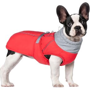 NACOCO Warm Dog Winter Coat - Padded Fleece Jacket Windproof Vest Reflective Stripe Large Dog Adjustable Clothes with Harness Snow Cold Weather Waterproof Outfit for Small Medium Large Dog(Green, S)