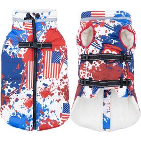 Dog Coat with Harness Built in, Waterproof Dog Jacket with Back Zipper, Reflective Dog Winter Coat for Cold Weather, Windproof Dog Winter Jacket for Small Medium Large Dogs