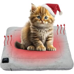 Pet Heating Pad, Temperature Adjustable Electric Heating Pad for Dogs Cats, Indoor/Outdoor 18" x 18" Graphene Heated Cat Dog Bed