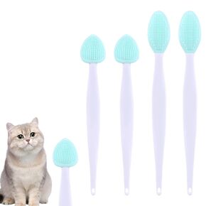 4Pcs Cat Acne Brush Set, Cat Acne Chin Treatment, Black Seed Exfoliating Brush, Dual Sided Silicone Cat Brush, for Cats Chin Acne and Blackhead Exfoliation