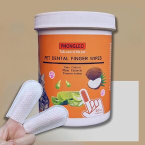 Dog Teeth Cleaning Wipes, Dog Dental Wipes, Pet Tooth and Ear Wipes, 50 Pieces, Made of Soft Non-Woven Fabric, Moisturized with Coconut Oil and Aloe Vera, Fragrance Pets Love.