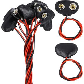 9v Battery Connector, 12 Pieces 9 Volt Battery Connectors with Wires T-Type 9v Battery Clip 5.9 Inches Long Hard Plastic Shell Cable 9v Battery Holder Connector
