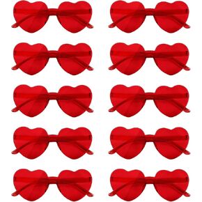 NACHLYNN 10 Pairs Heart Sunglasses Women Rimless Heart Shaped Sunglasses Candy Color Heart Glasses for Costumes Cosplay (Green)