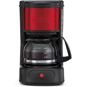 Holstein Housewares Single Serve Coffee Maker, 14oz Personal Coffee Brewer Machine with Reusable Filter, One Touch Operation & Auto Shut Off, Pink