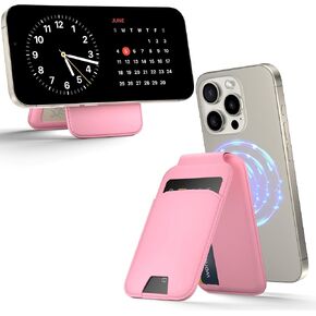 MagSafe Wallet Phone Stand, iPhone Wallet with Adjustable Stand, for iPhone 16/15/14/13/12 Models, 5 Card Holder, iPhone Clock Stand, ID Holder, Magsafe Accessories (Black)