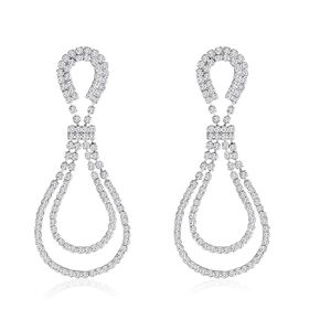 Infinity Sterling Silver Earrings Dangling Earrings for Women Rhinestone Earrings Dangling Long Silver Cubic Zirconia Earrings Big Teardrop Earrings for Gift