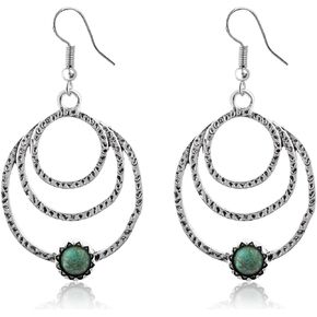 أقراط متدلية من الفضة الفيروزية للنساء أقراط جوهرة الميلاد لشهر ديسمبر مجوهرات فيروزية أقراط بوهو مضادة للحساسية للأذنين الحساسة in Kuwait