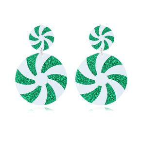 Handmade Christmas Candy Earrings for Women Lightweight Glitter Acrylic Christma Earrings Cute Candy Christmas Earrings for Festival New Year Party (Red Candy)