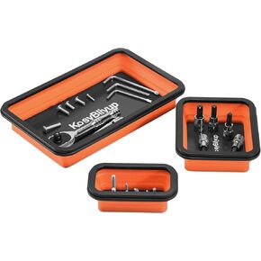 Magnetic Tray, 3 Piece Round Magnetic Parts Tray Holder, 3 Inch 4 Inch 6 Inch, Magnetic Tool Tray for Mechanic's Socket Screw Nuts Bolts Metal Parts, Extra Strong Magnet, Thickened Tray