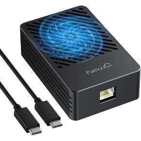 NewQ 10GbE Ethernet Adapter - Compatible with Thunderbolt 3/4, Built-in Silent Cooling Fan, Includes Cable, High-Speed RJ45 Network Connections for Mac and Windows