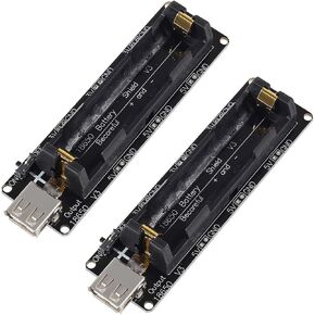 2pcs 18650 Battery Holder with Single Compartment Support USB 5V/2A 3V/1A V3 Battery Shield Battery Charging Module for Raspberry Pi Arduino ESP32 (1-Holder)