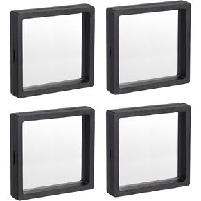 MECCANIXITY Floating Frame Display Holder Stand 3D Jewelry Display Box 7.09 x 7.09 x 0.79 inch White for Ring Necklace Bracelet Earring Pack of 4