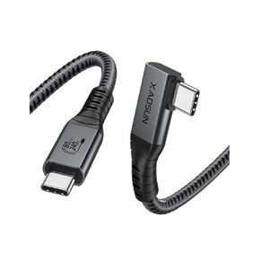 XAOSUN USB 4 Gen 3 80Gbps Cable Compatible with Thunderbolt 5, Right Angle Thunderbolt 4 Cable 90 Degree, 240W Charging, 80Gbps Data, 8K@60Hz Display, for Thunderbolt MacBook Docks eGPU Hub 1m / 3.3ft