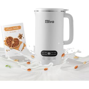 OLIVO CB1000 Automatic Nut Milk Maker - Almond, Cashew, Soy & Oat Milk Maker - Smoothie Blender - Soup Maker, 35 Oz, 9 Functions, 304 Stainless Steel, Safety Sensor, Spill-Proof, Easy Use (White)