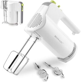 MOSAIC Electric Hand Mixer with 5 Speeds and Turbo Function for Easy Whipping, Mixing Cookies, Brownies, Grey
