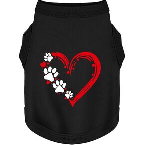 Discover Cozy Sleeveless Canine Wear: Soft, Lightweight, and Breathable Cotton Dog Shirt Featuring Heart and Paw Graphics. Vest Tank Top is Ideal for Small, Medium, and Large Breeds Black M