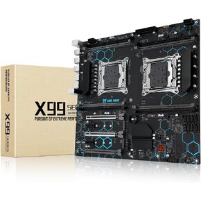 اللوحة الأم X99 Dual CPU اللوحة الأم Intel LGA 2011-V3 لمعالج سلسلة Xeon E5 V3/V4 (E-ATX، DDR4 Max 256GB، PCIe 3.0، NVME/NGFF M.2، SATA 6Gbps، USB 3.0، Gigabit LAN) in Kuwait