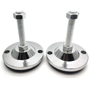 Furniture Levelers,2-Pack, Machine Leveling Feet 3.9" Base,M14 Thread,1200 Lb Capacity Black Adjustable Heavy Duty Leveler Feet Solid Machined Steel with Thick Rubber Pad D100xM14x100