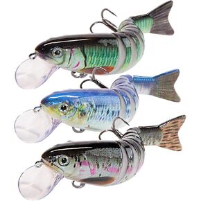Fishing Lures for Freshwater and Saltwater, Lifelike Swimbait for Bass Trout Crappie Walleye Pike, Slow Sinking Bass Fishing Lure,Family Fishing Gear Plugs,3pcs(10.5cm-17g)
