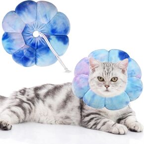 Flower Cat Cone, Cat Cone Collar Dog Cone Soft Recovery E-Collar Dog Elizabethan Collar for Dogs and Cats, Cat Cones to Stop Licking(Purple Blue, S)