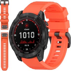 Miimall Compatible for Garmin Fenix 7X Silicone Band, Soft Sport Watch Wristband Women Man Flexible Replacement Band Strap for Garmin Fenix 26mm 7X/7X Solar/7X Sapphire Solar/6X/5X(Black)