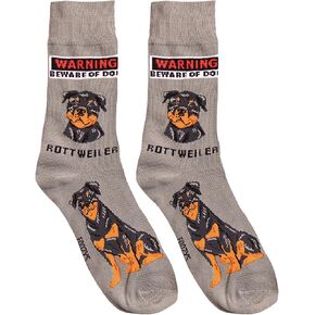 Foozys Mens Crew Socks | Cute Dog Dad Funny Gift for Canine Pet Novelty | 1 Pair - Rottweiler