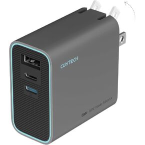 CUKTECH 65W USB C Charger, GaN III PD Fast Charger, PPS 3-Port Compact Foldable Adapter Compatible with MacBook Pro/Air, Dell XPS 13, iPhone 16/15Pro, Switch, Steam Deck, Galaxy S24 (Dark Gray)