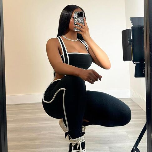 المرأة 2 قطعة الزي أنبوب المحاصيل القمم مثير Bodycon السراويل مجموعات Y2K حللا ملابس النادي in Saudi Arabia