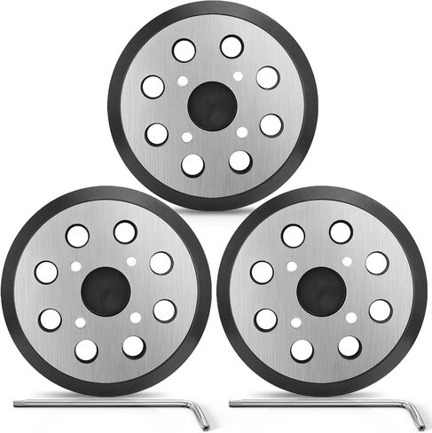 4 قطع من وسادة الصنفرة المعدنية البديلة مقاس 5 بوصات و8 فتحات متوافقة مع Milwaukee 6021-21 6034-21 2648-20 2648-21 قطعة استبدال حلقة وخطاف الصنفرة المدارية رقم 51-36-7100 (4 وسادات سنفرة ذات فتحات لولبية) in Saudi Arabia