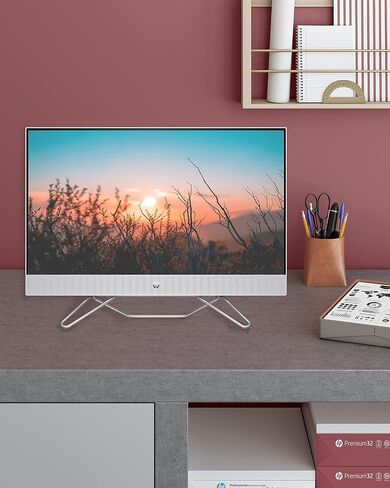 HP All in One Desktop Computer PC, 21.5" FHD Display, 16 GB RAM, 512 GB SSD, Intel Celeron J4025, Webcam, Wi-Fi 6, Bluetooth, HDMI, Windows 11 Pro, Microsoft Office Lifetime License, Black Mouse in Kuwait