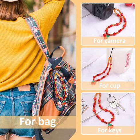 Mabor Phone Charms Strap Universal Sweet Cherry Keychain Phone Lanyard المعصم حزام مطرز الكرز الهاتف سحر، مكافحة فقدان سلسلة الهاتف اليدوية حالة الهاتف الملحقات للنساء الفتيات in Saudi Arabia