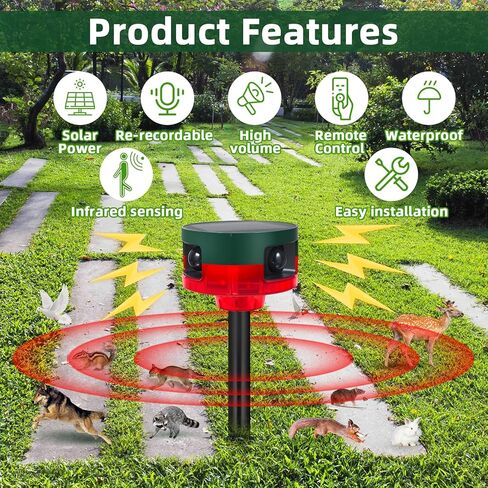 Solar Alarm Motion Detector with Sound,Dog Barking Alarm,Motion Sensor Noise Maker,360° Motion Detection for Home,Barn and Garden Security in Saudi Arabia