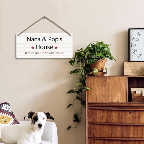 FUGWN Grammy and Grampy's House Hanging Wooden Signs 12x6, Grammy Grampy Gifts, Grandparents Gifts Where Memories are Made House Wall Decor, Grandkids Welcome Sign Home Decor Gifts for Grammy Grampy in Saudi Arabia