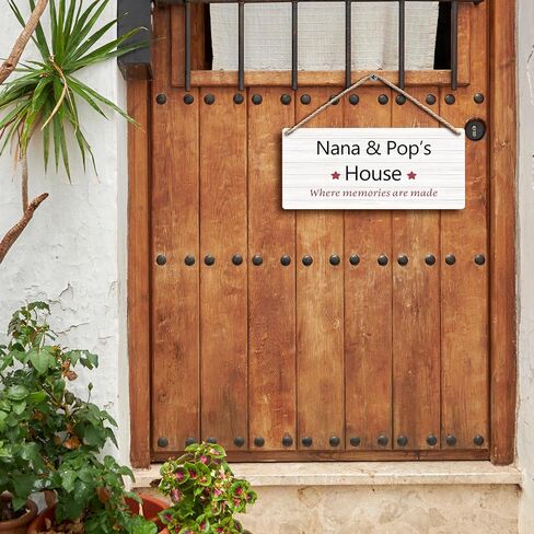 FUGWN Grammy and Grampy's House Hanging Wooden Signs 12x6, Grammy Grampy Gifts, Grandparents Gifts Where Memories are Made House Wall Decor, Grandkids Welcome Sign Home Decor Gifts for Grammy Grampy in Saudi Arabia