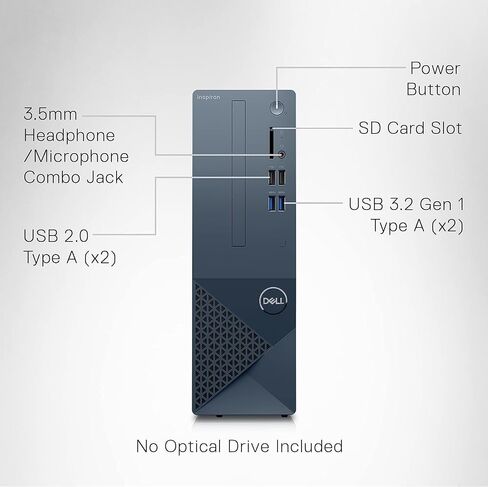 برج الكمبيوتر المكتبي Dell Inspiron، Intel 10-Core i5 Business + Gaming PC Desktop Tower، ذاكرة الوصول العشوائي 64 جيجابايت 2T SSD، Windows 11 Pro، مكتب مدى الحياة، Intel UHD Graphics 730، RJ-45، DisplayPort HDMI، USB-C in Saudi Arabia