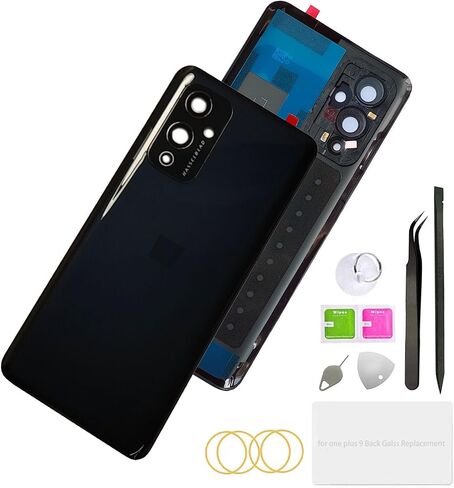 for one Plus 9 Back Glass Replacement,Back Replacement Housing Rear Panel Door Cover for oneplus 9 5G LE2113 LE2111 LE2110 LE2115 6.55 Inches.[not ok for one Plus 9 pro LE2125 Version] (Black) in Saudi Arabia