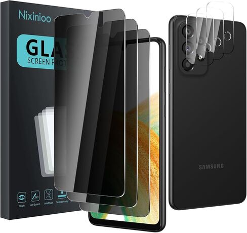 3 Pack Privacy Screen Protector for Samsung Galaxy A34 With 3 Pack Camera Lens Protector, Anti Spy Tempered Glass 9H Hardness, Black Protector Anti Spy, Anti-Scratch, Bubble Free in Saudi Arabia
