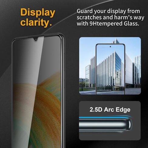 3 Pack Privacy Screen Protector for Samsung Galaxy A34 With 3 Pack Camera Lens Protector, Anti Spy Tempered Glass 9H Hardness, Black Protector Anti Spy, Anti-Scratch, Bubble Free in Saudi Arabia
