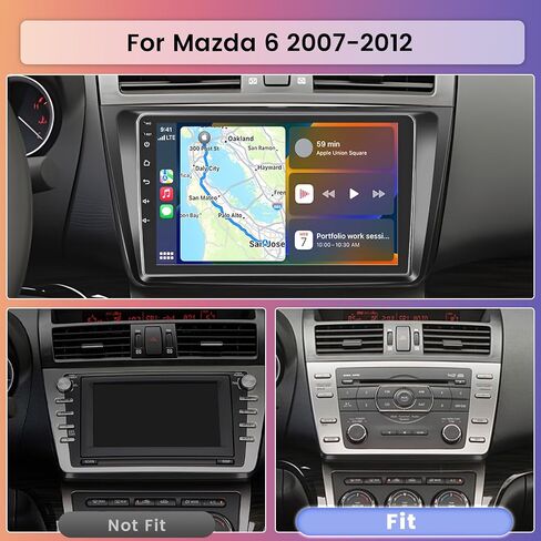 Hikity 2+64G for Mazda 6 2007-2012 Android Car Stereo مع Carplay Android Auto 9 بوصة تعمل باللمس راديو GPS ملاحة WiFi SWC RCA HiFi كاميرا احتياطية ميكروفون in Saudi Arabia