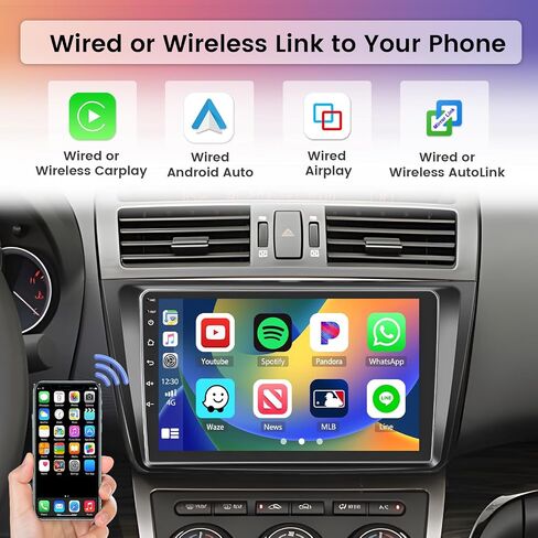 Hikity 2+64G for Mazda 6 2007-2012 Android Car Stereo مع Carplay Android Auto 9 بوصة تعمل باللمس راديو GPS ملاحة WiFi SWC RCA HiFi كاميرا احتياطية ميكروفون in Saudi Arabia